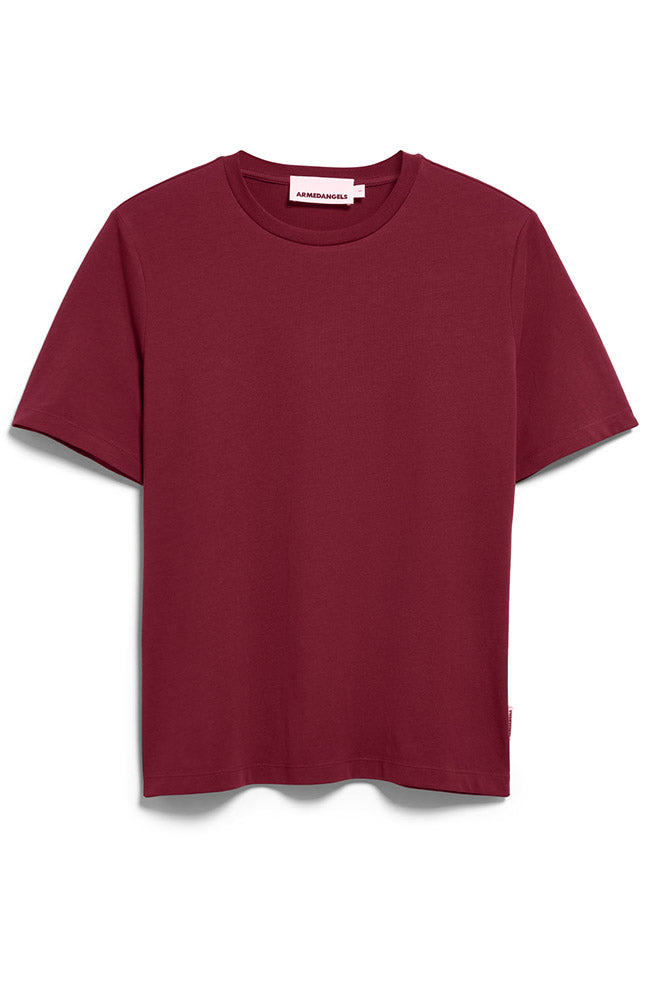 ARMEDANGELS Luaala t-shirt rood van bio katoen dames | Sophie Stone