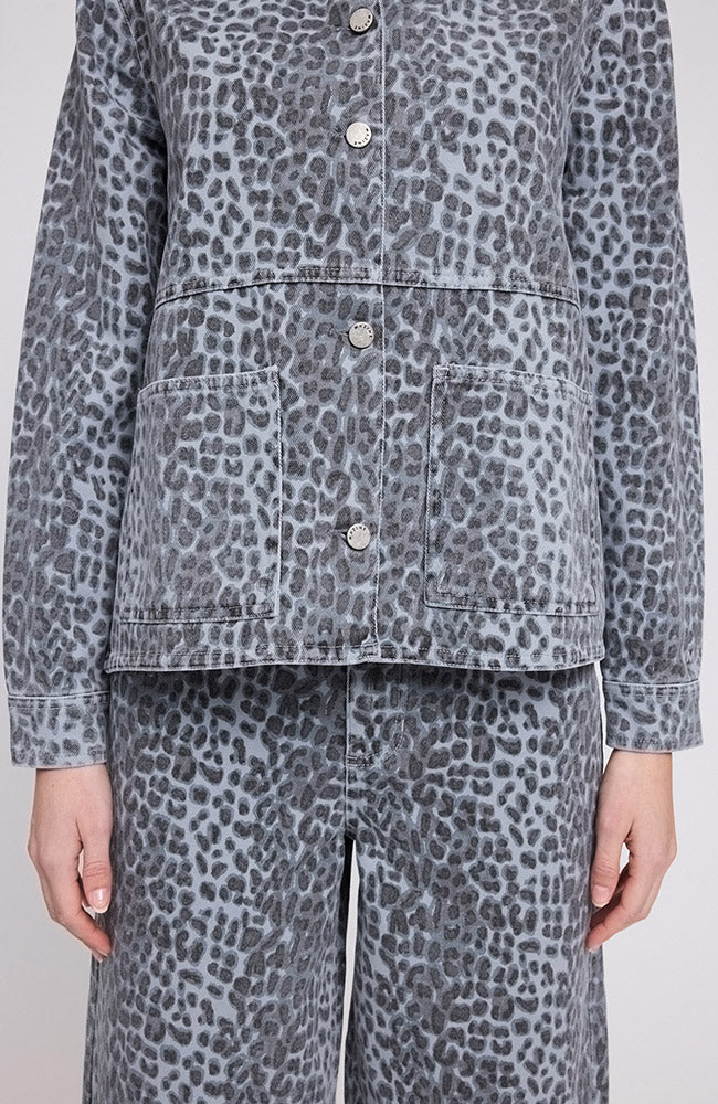 MAZINE Printed denim jacket grijs van 100% GOTS biologisch katoen vrouwen | Sophie Stone