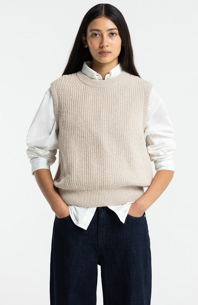 Kings of Indigo Nimyo spencer fog beige van o.a. wol voor dames | Sophie Stone