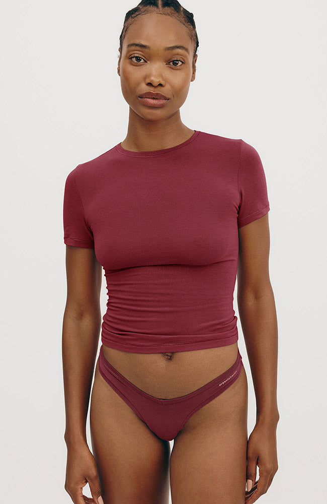 Organic Basics Flex string rood 91% biologisch katoen katoen dames | Sophie Stone