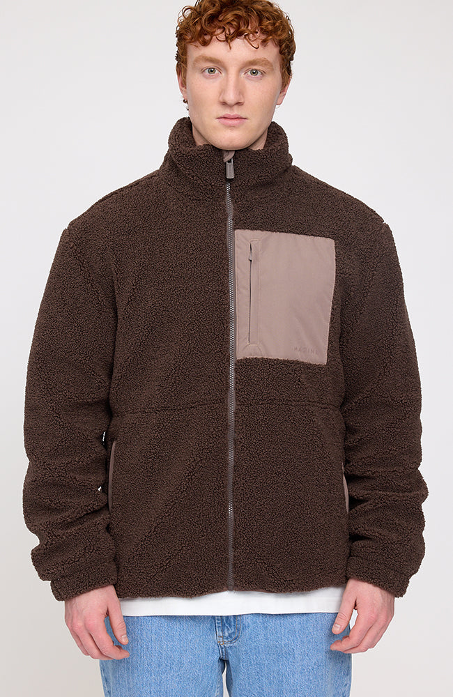 Mazine Padded sherpa jacket brown from recycled polyester for men | Sophie Stone