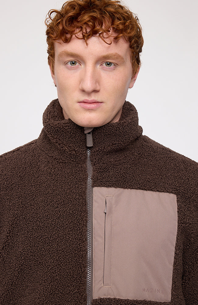 Mazine Padded sherpa jacket brown from recycled polyester man | Sophie Stone