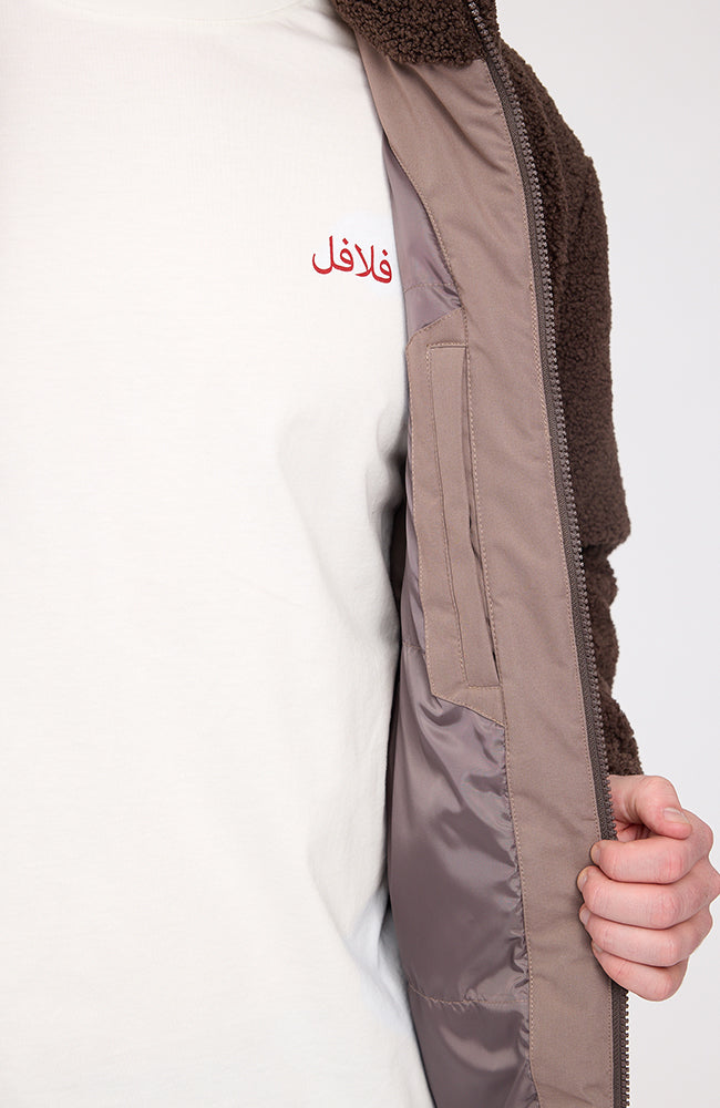 Mazine Padded sherpa jacket brown from recycled polyester for men | Sophie Stone