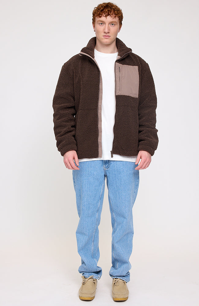 Mazine Padded sherpa winter jacket brown from recycled polyester for men | Sophie Stone