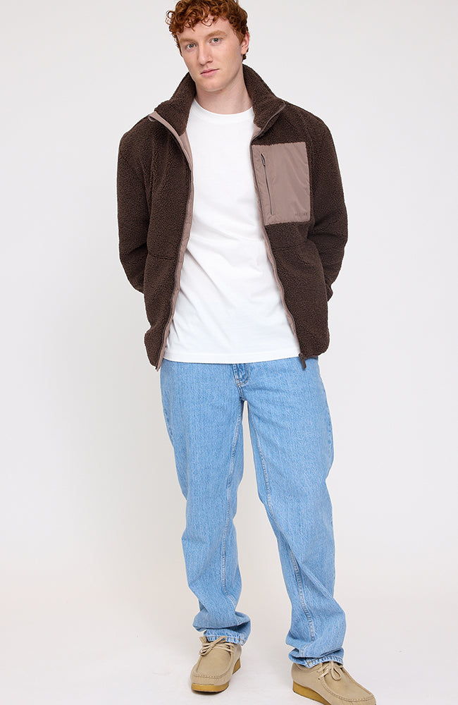 Mazine Padded sherpa jacket brown from recycled polyester for men | Sophie Stone