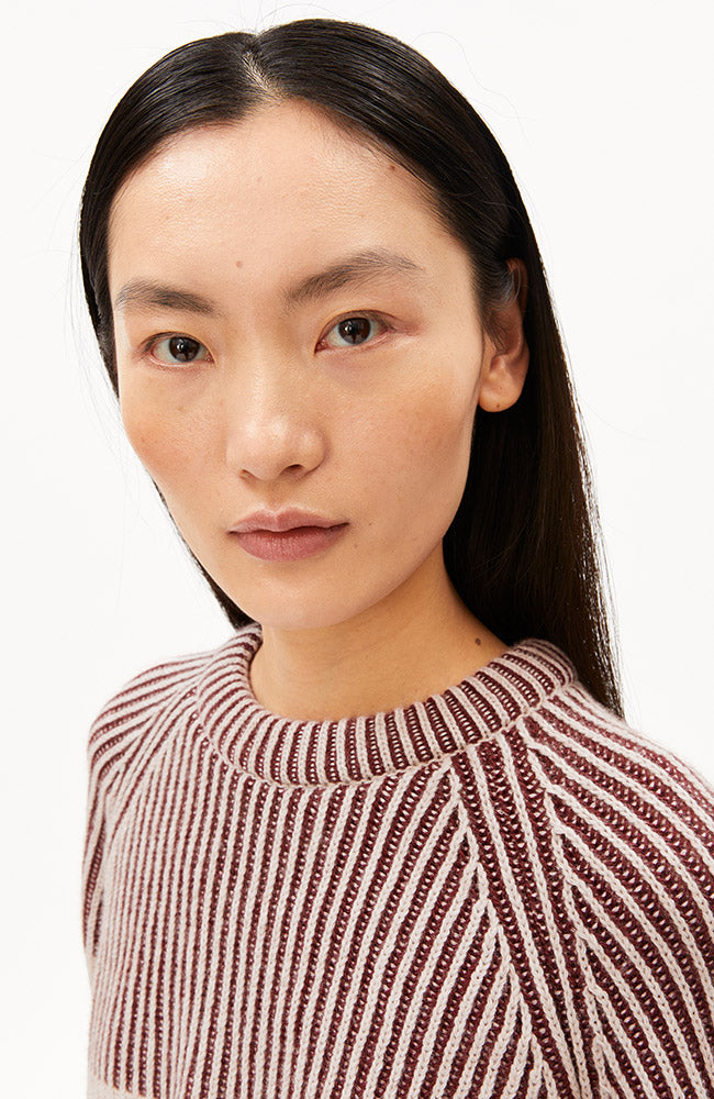 ARMEDANGELS Rib trui velvet red oat van o.a. bio katoen en wol voor dames | Sophie Stone
