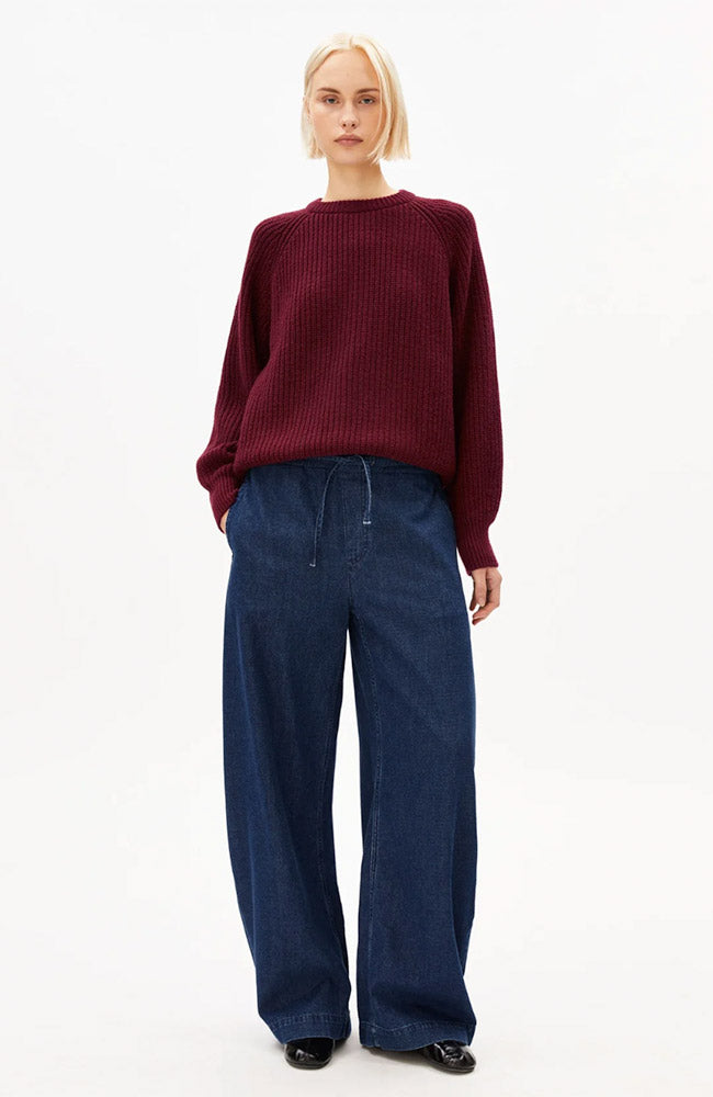 ARMEDANGELS Rib gebreide trui velvet red rood dames | Sophie Stone