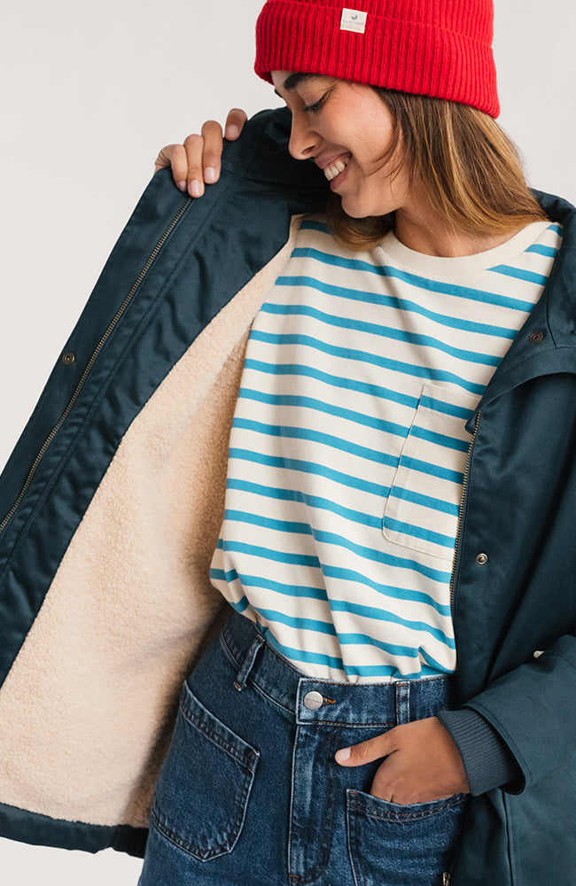 TWOTHIRDS Sandymount jas navy van gerecycled polyester voor vrouwen | Sophie Stone
