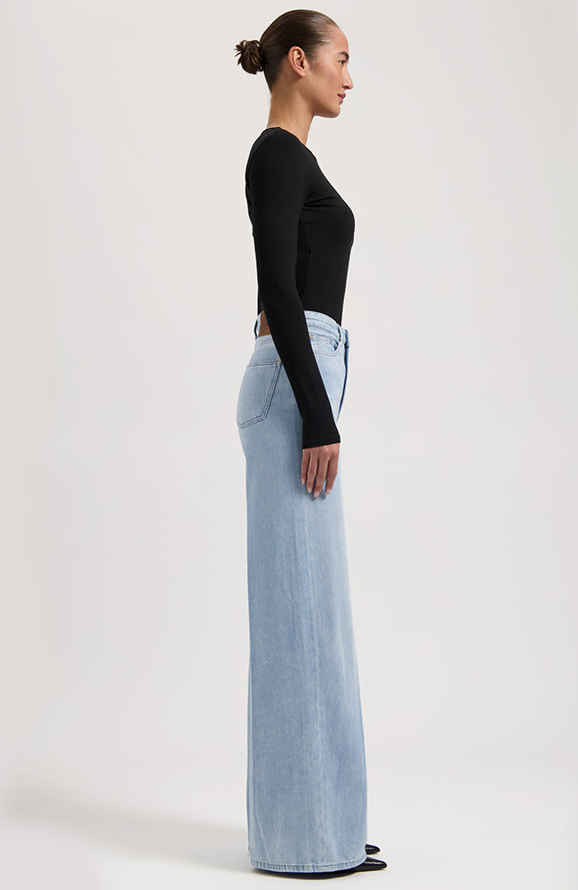 MUD jeans Sara High Loose Flow Stone Vintage from recycled linen women | Sophie Stone