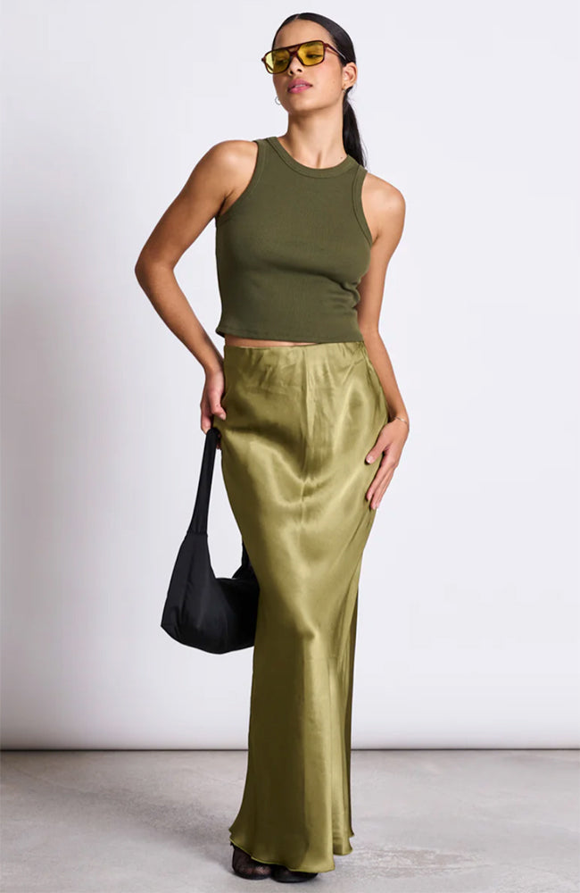 JAN N JUNE Serin maxi rok woody olive van ENKA® Viscose dames | Sophie Stone