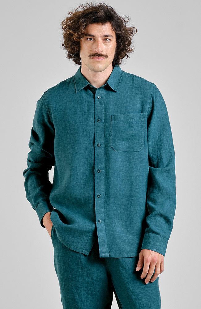 Dedicated Rute linen shirt in green for men | Sophie Stone