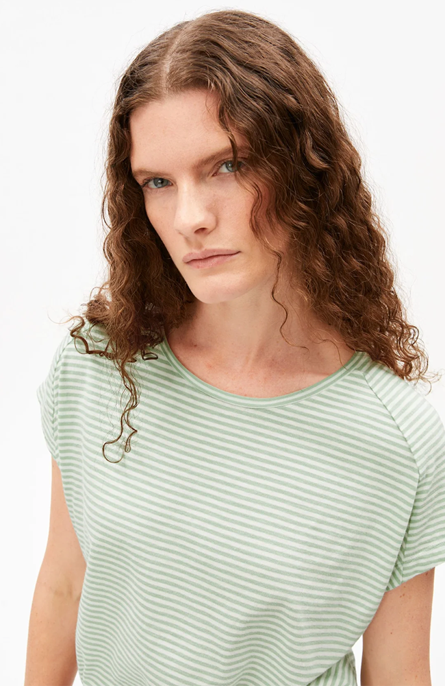ARMEDANGELS Slub Stripe Grün Schaumstoff aus Bio-Baumwolle für Frauen | Sophie Stone