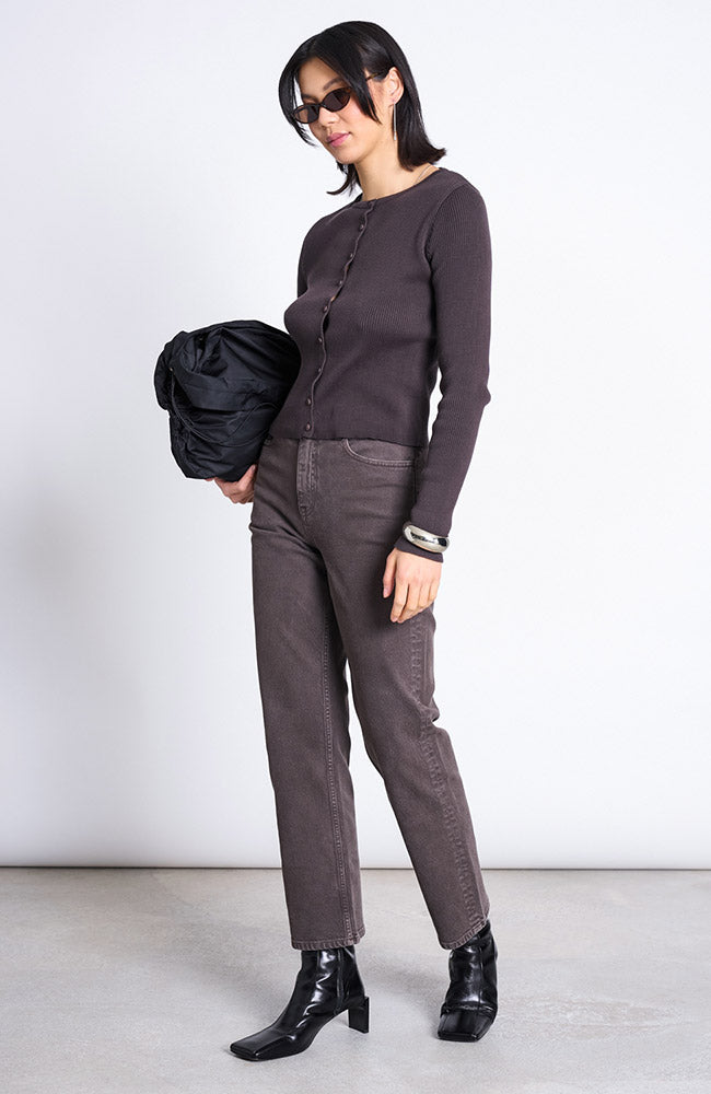 JAN N JUNE Glimt vest bruin van 100% biologisch katoen dames | Sophie Stone