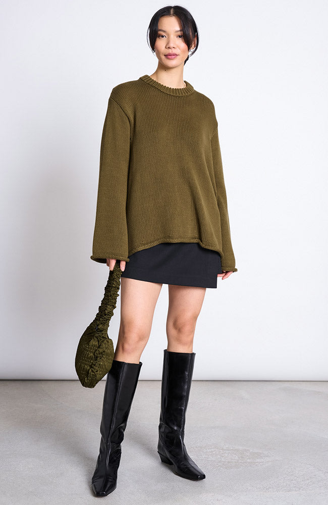 JAN N JUNE Sona trui groen olive van 100% bio katoen voor dames | Sophie Stone