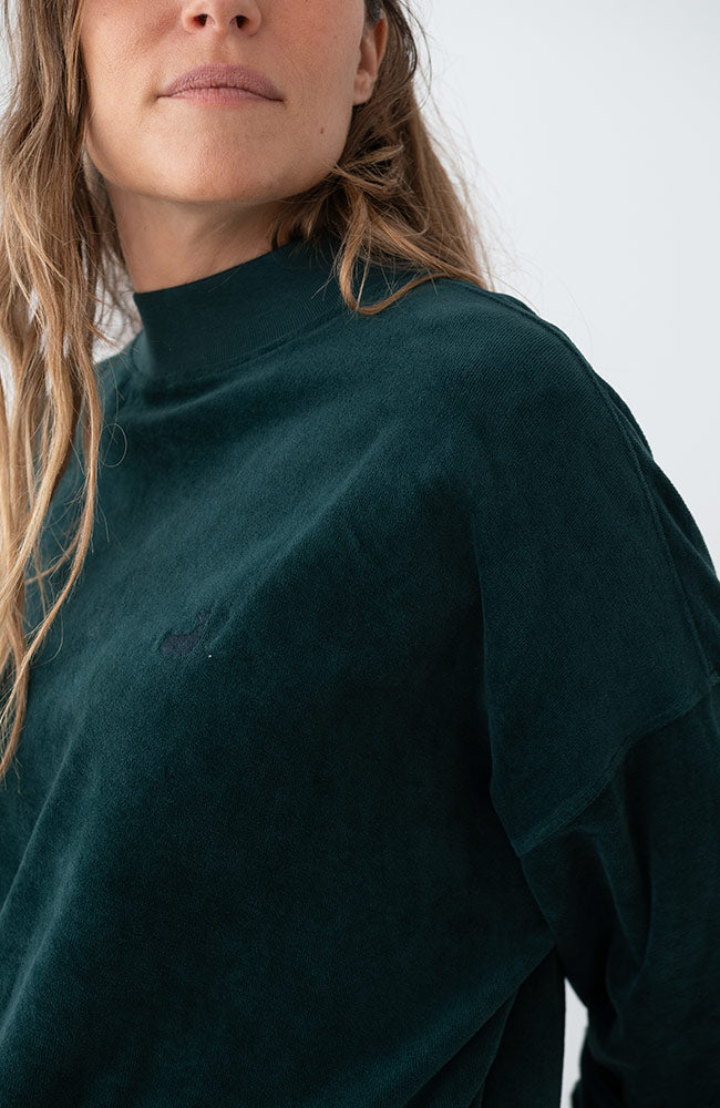 TWOTHIRDS Binz velvet sweater
green 100% biologisch katoen dames | Sophie Stone