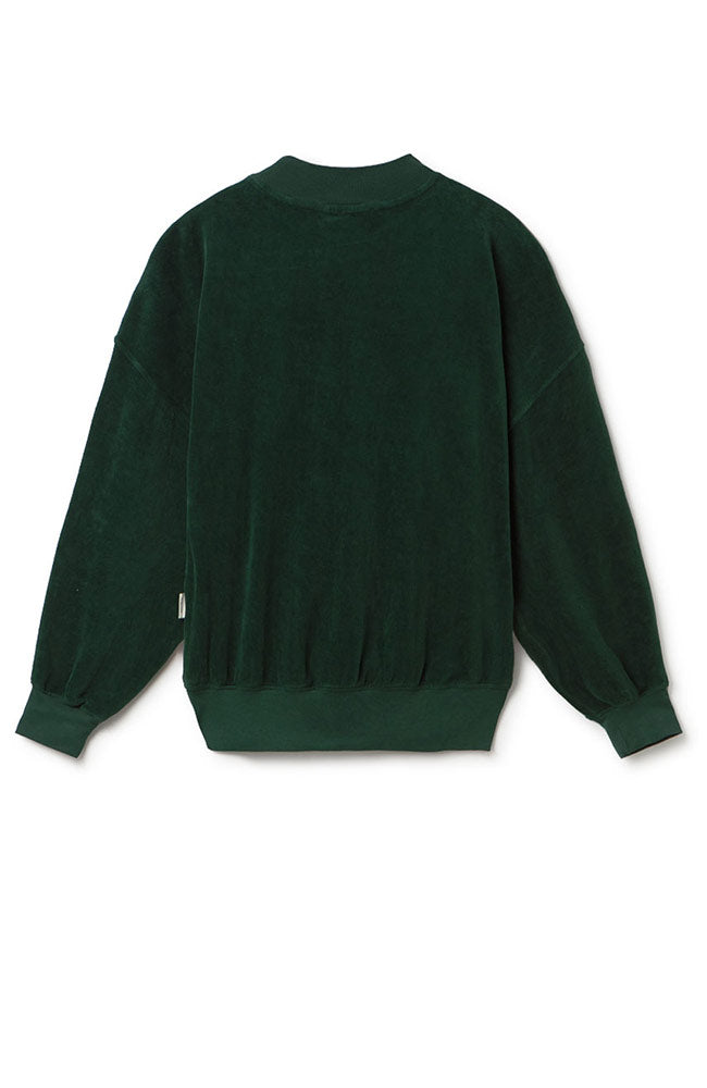 TWOTHIRDS Binz velvet sweater dark green 100% biologisch katoen vrouw | Sophie Stone
