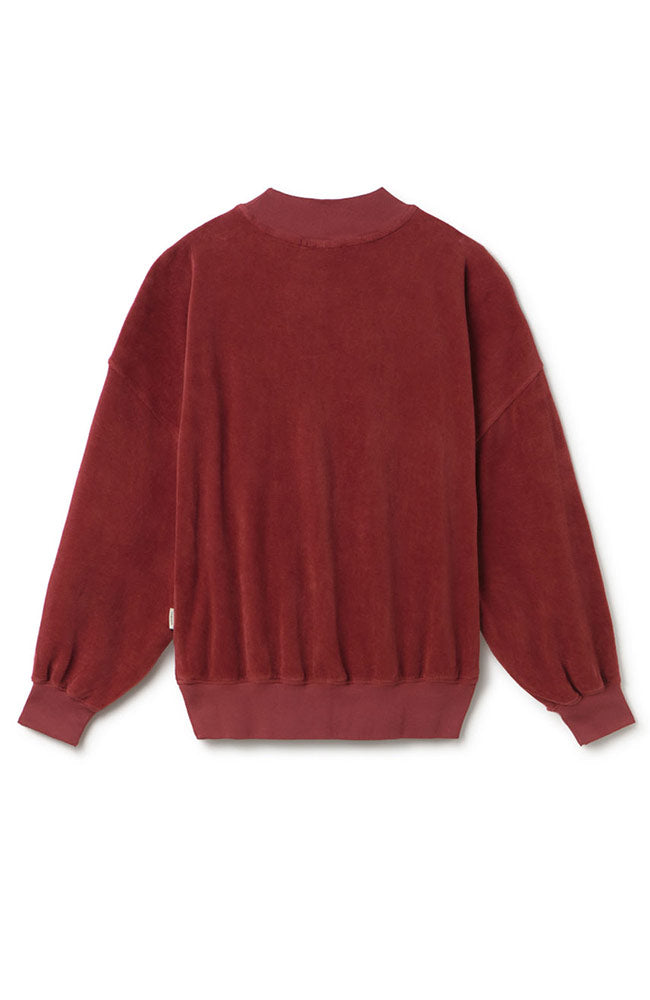 TWOTHIRDS Binz velvet sweater rood 100% biologisch katoen dames | Sophie Stone