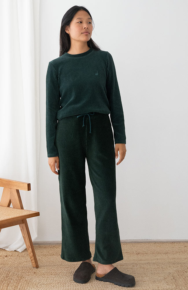 TWOTHIRDS Abruka broek dark green van o.a. 76% bio katoen dames | Sophie Stone