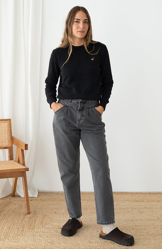 TWOTHIRDS Wando sweater zwart neps van o.a. 52% gerecylced katoen dames | Sophie Stone