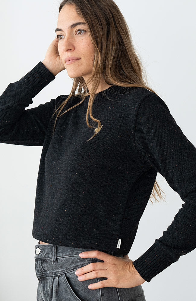 TWOTHIRDS Wando sweater zwart neps van o.a. 52% gerecylced katoen dames | Sophie Stone