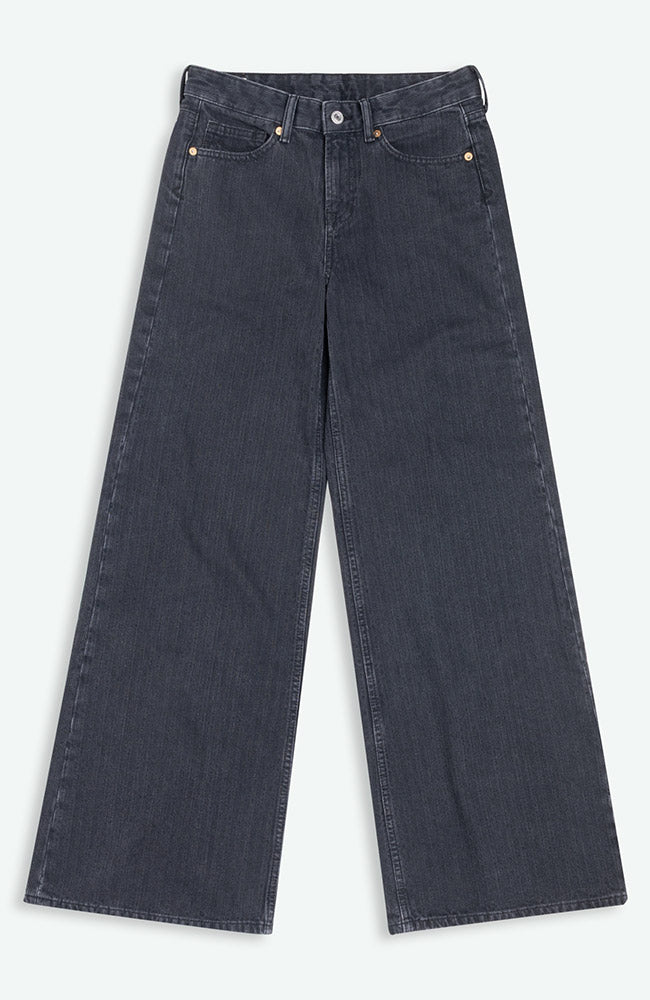 Kings of Indigo Tanja jeans stripe black worn 100% GOTS bio katoen vrouwen | Sophie Stone