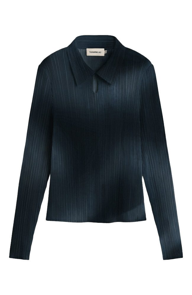 Thinking MU Crinkle Agostina top blauw van 100% gerecycled polyester ladies | Sophie Stone