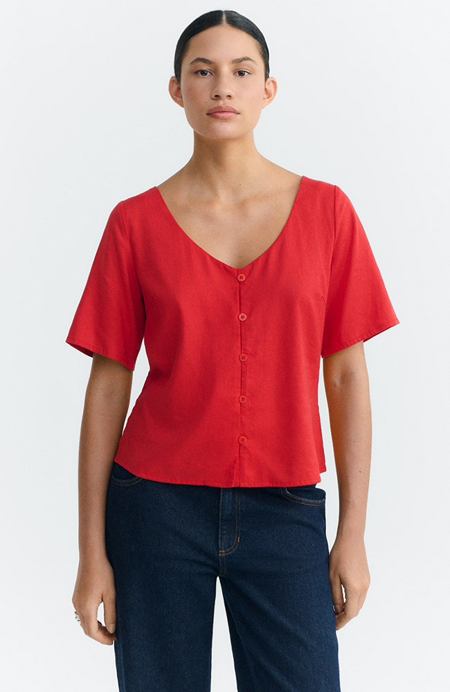 Thinking MU Leia Clavel Blouse, Red Hemp, Women's | Sophie Stone