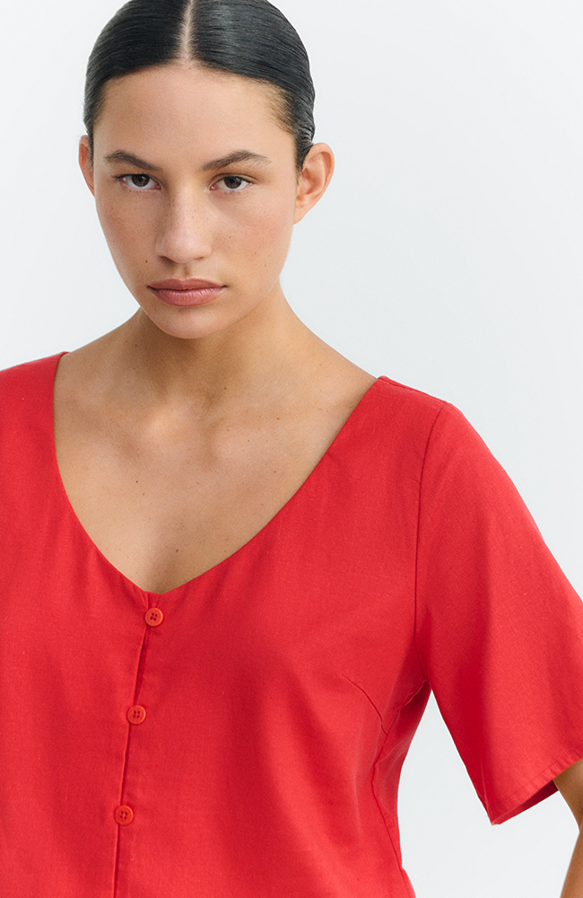 Thinking MU Leia Clavel Blouse, Red Hemp, Women's | Sophie Stone