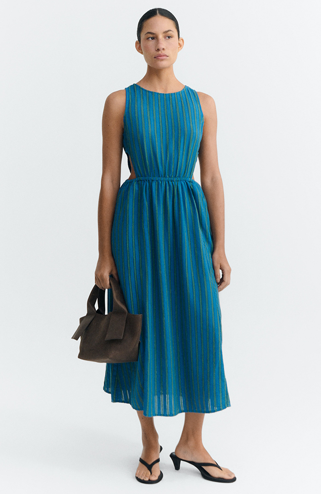 Thinking MU Kin Dress in Blue and Green, Made from Organic Cotton, for Women | Sophie Stone