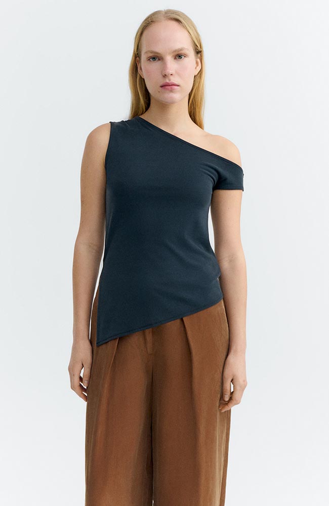 Thinking MU Zohar Top in Organic Cotton, Black, Women's | Sophie Stone