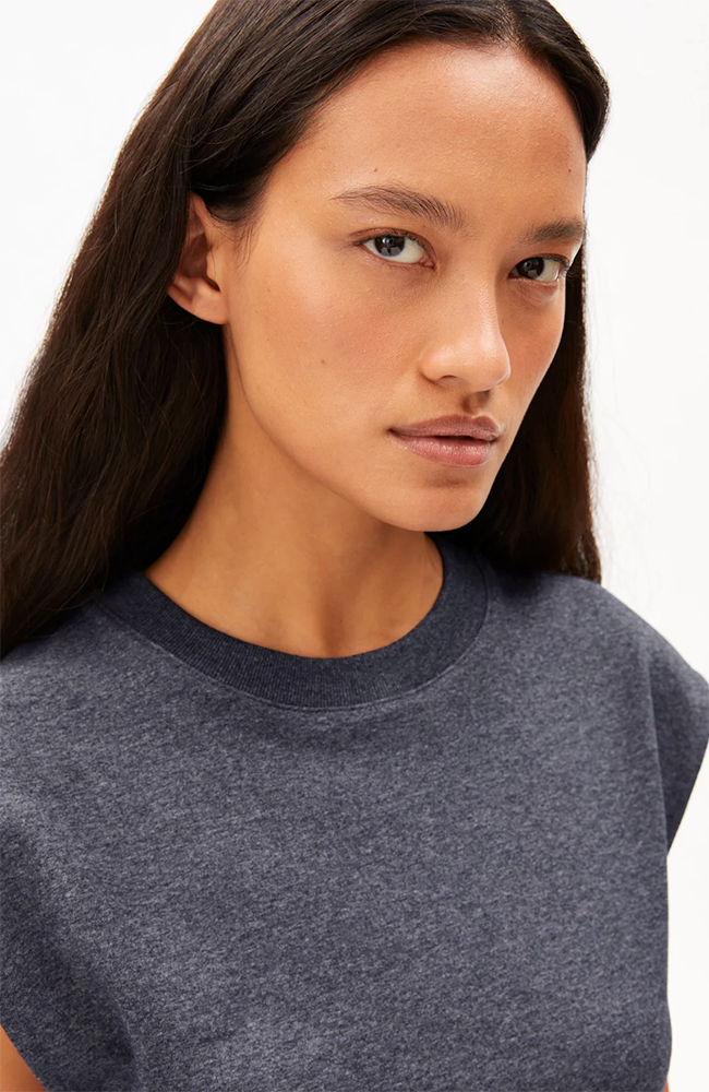 ARMEDANGELS Unwasted shirt steel melange van katoen voor dames | Sophie Stone