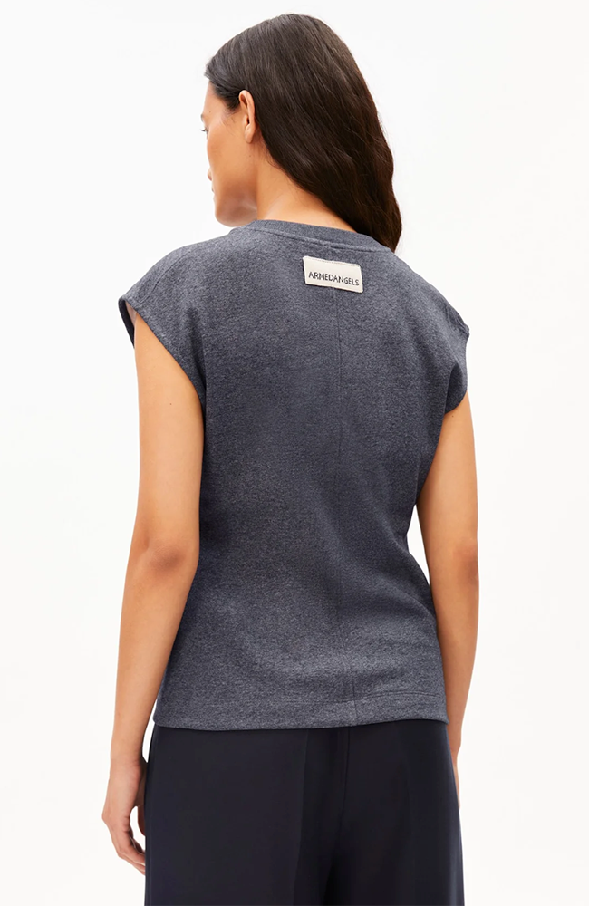 ARMEDANGELS Unwasted top grijs van katoen vrouwen| Sophie Stone