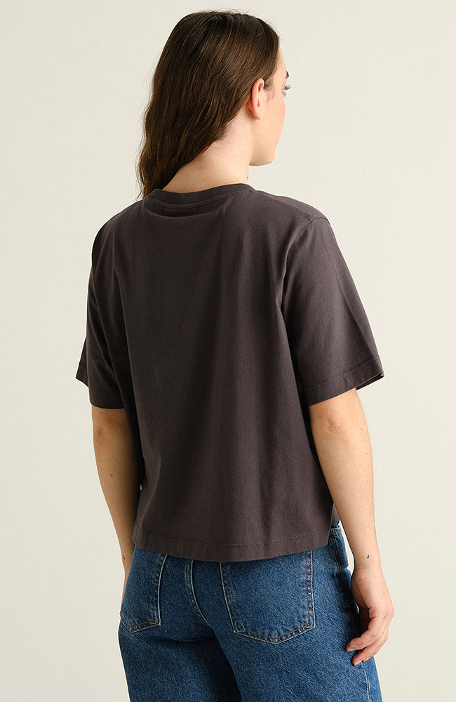 Dedicated Vadstena t-shirt screaming cat grijs bio katoen vrouwen | Sophie Stone