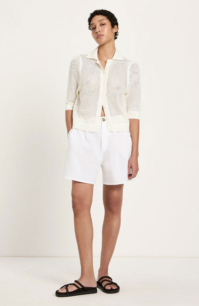 Lanius vest met korte mouwen gebroken wit van biologisch katoen vrouw | Sophie Stone