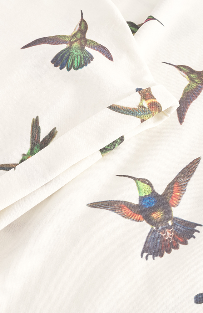 Dedicated Visby hummingbird off-white organic cotton T-shirt for women | Sophie Stone