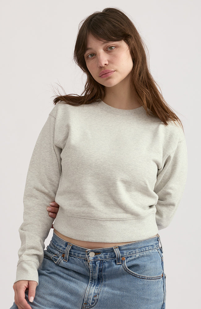 Organic Basics Weekend Boxy sweat trui grey van bio katoen voor dames | Sophie Stone
