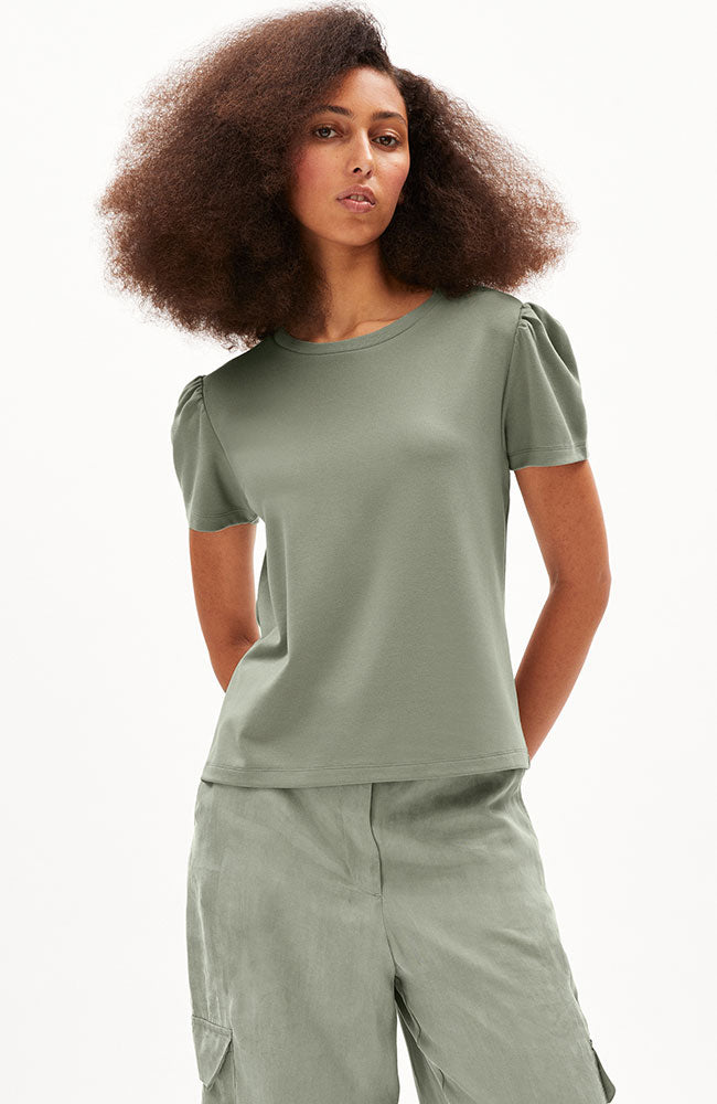 ARMEDANGELS Alejandraa t-shirt grey green van Ecovero voor dames | Sophie Stone