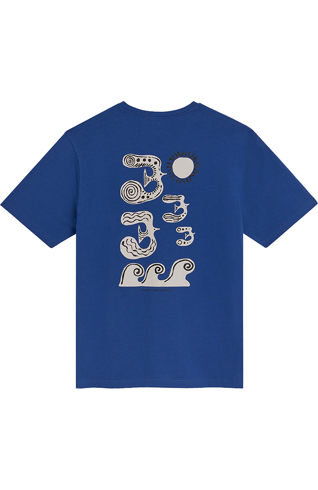 Bask in the Sun Birds T-shirt, cobalt blue, organic cotton, men's | Sophie Stone