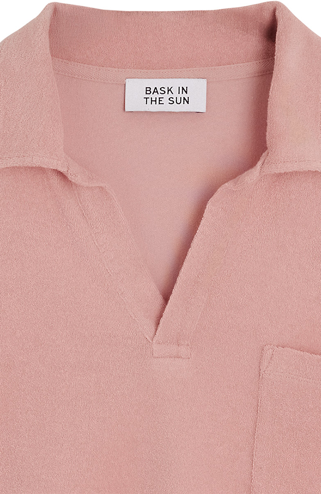 Bask in the Sun Flamingo Goxo organic cotton polo shirt for men | Sophie Stone