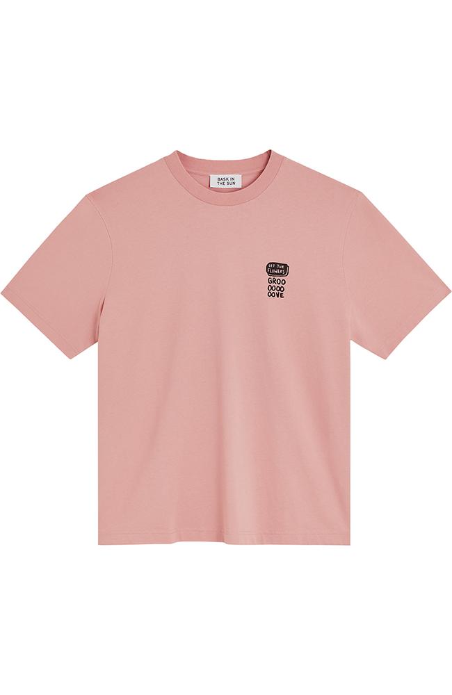 Bask in the Sun Flamingo Groove T-Shirt rosa aus Bio-Baumwolle für Herren | Sophie Stone