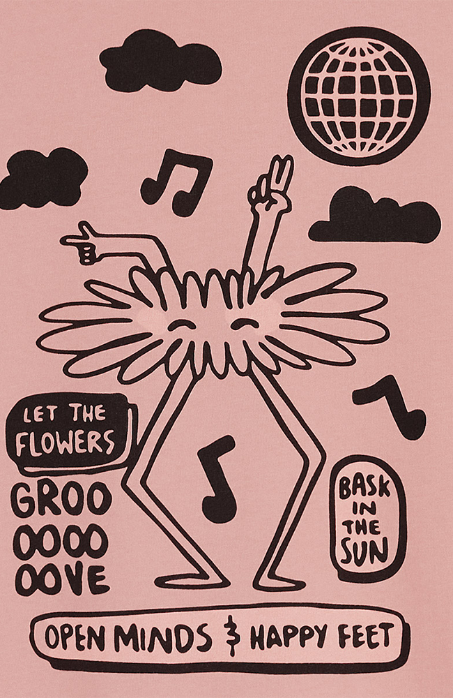 Bask in the Sun Flamingo Groove T-Shirt rosa aus Bio-Baumwolle für Herren | Sophie Stone