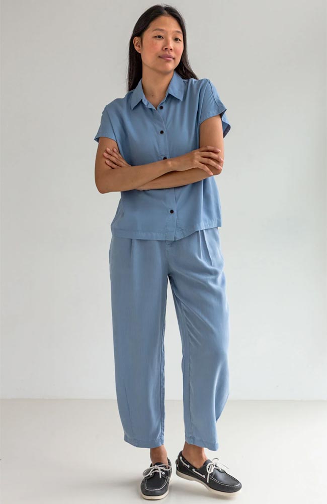 TWOTHIRDS Cannes blouse blue TENCEL for women | Sophie Stone