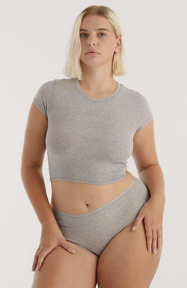 Organic Basics | Core rib briefs gray melange sustainable organic cotton ladies | Sophie Stone