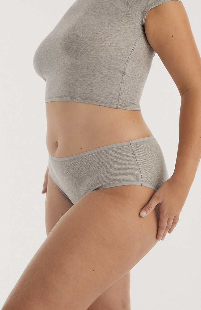 Organic Basics | Core rib briefs gray melange organic cotton | Sophie Stone