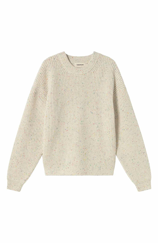 Thinking MU Ecru carmen sweater in 100% wool for women | Sophie Stone