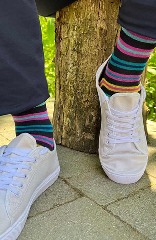 Swole Panda unisex fine stripe sokken | Sophie Stone