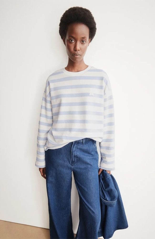 ARMEDANGELS Frankaa bold sweater soft blue bio katoen dames | Sophie Stone