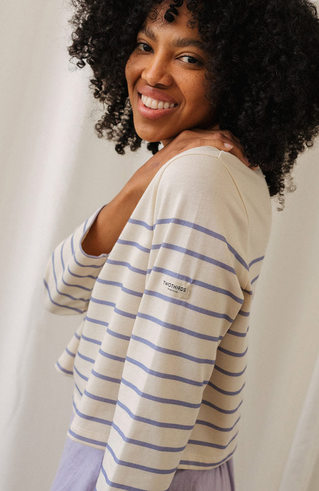 TWOTHIRDS Groto cropped sweater purple in 100% organic cotton for women | Sophie Stone