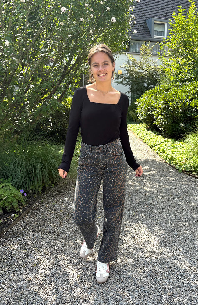 Lanius Relaxed jeans leopard in organic cotton for women | Sophie Stone