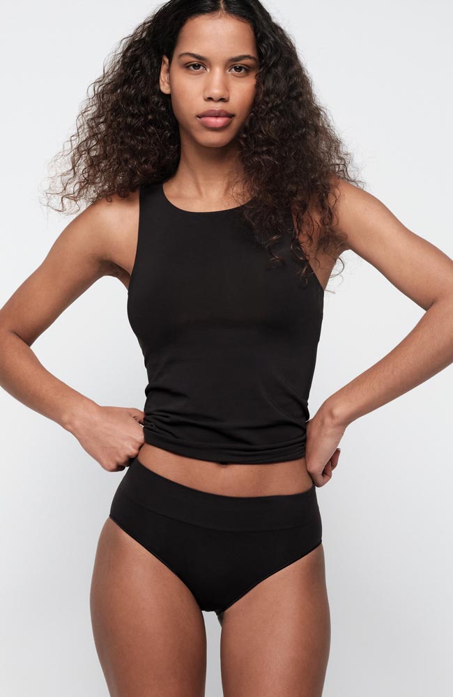 Organic Basics Smooth Black Nylon Tank Top for Women | Sophie Stone